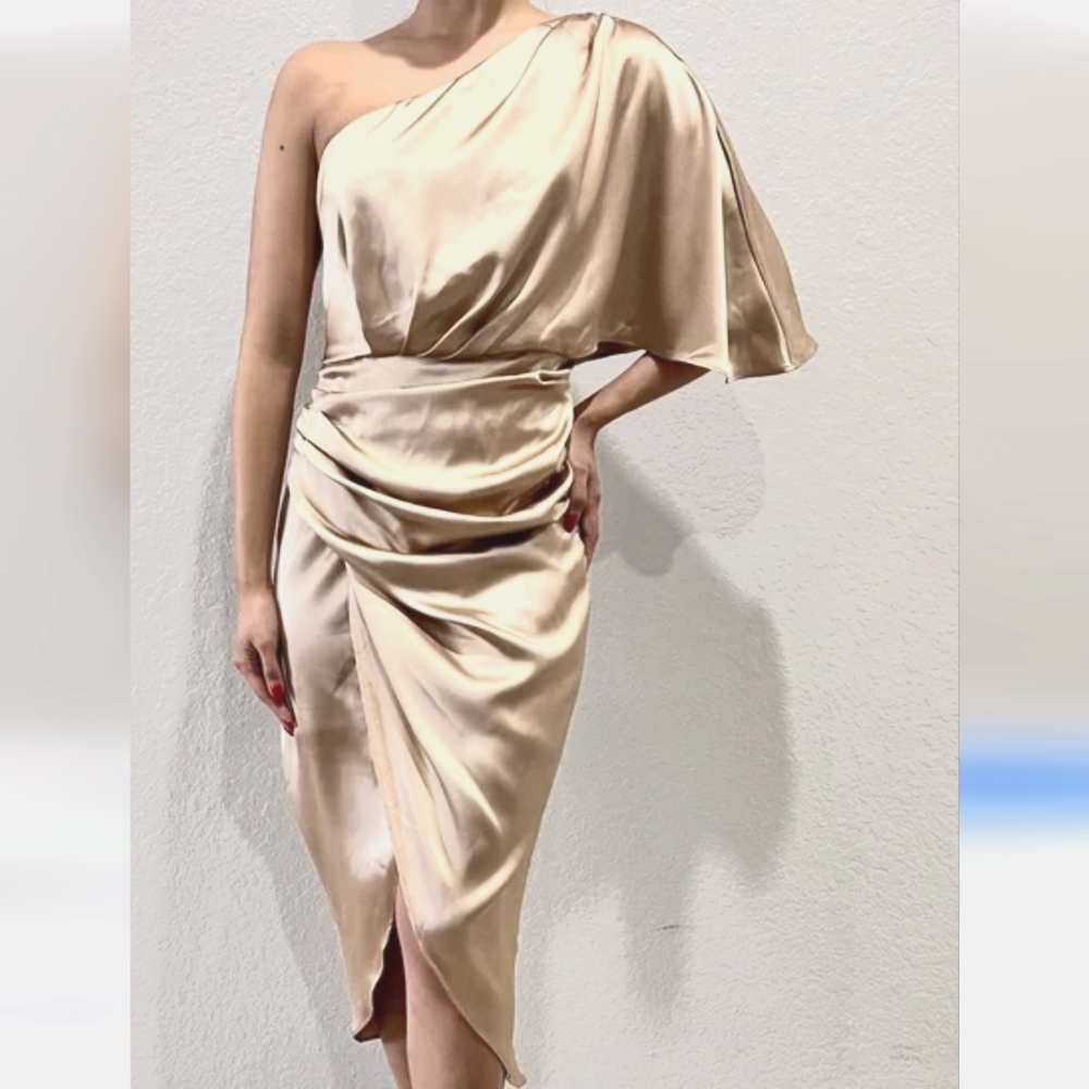 Elegant Blush-pinkish One-Shoulder Dress